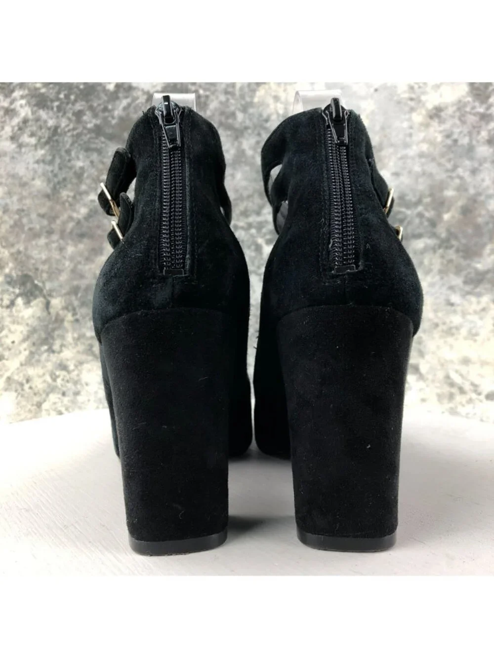 Nine West Women's Size 7.5M Socialite Black Suede High Heel Ankle Strap Pumps